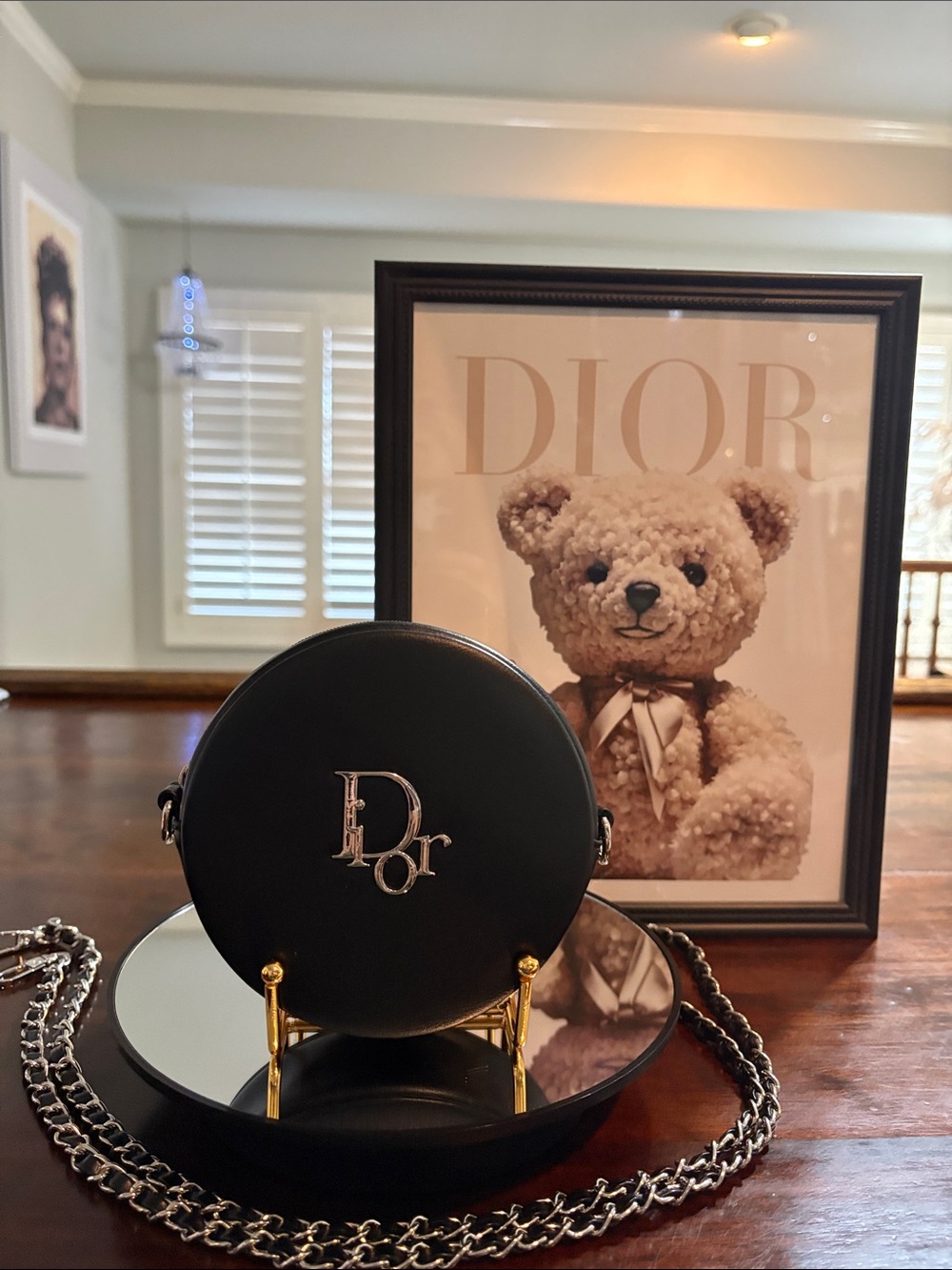 DIOR Mini Round Crossbody/Vanity Bag in Black